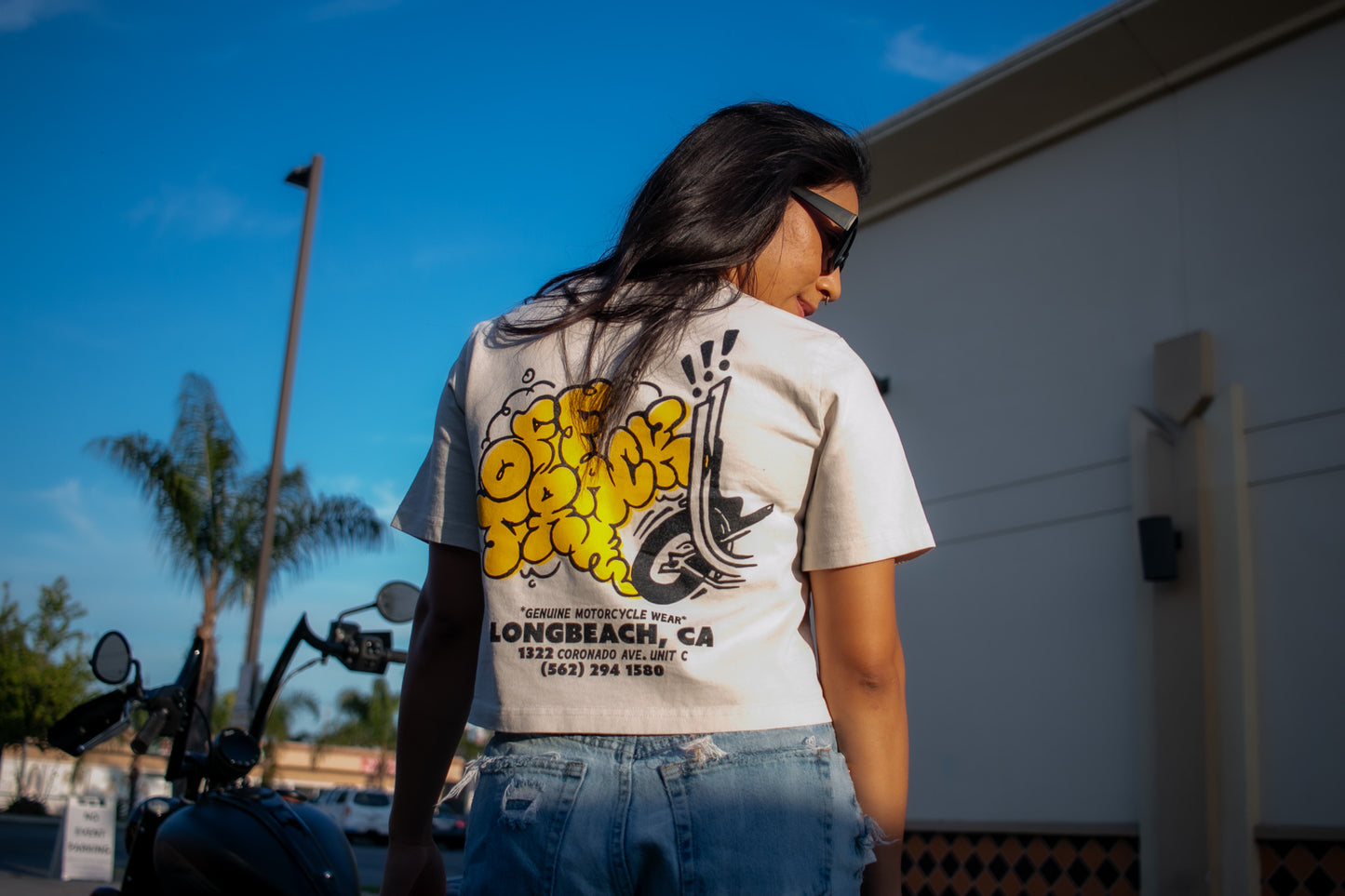 OFF TRACK WOMENS SMOKED CHOP CROP TEE - Bone