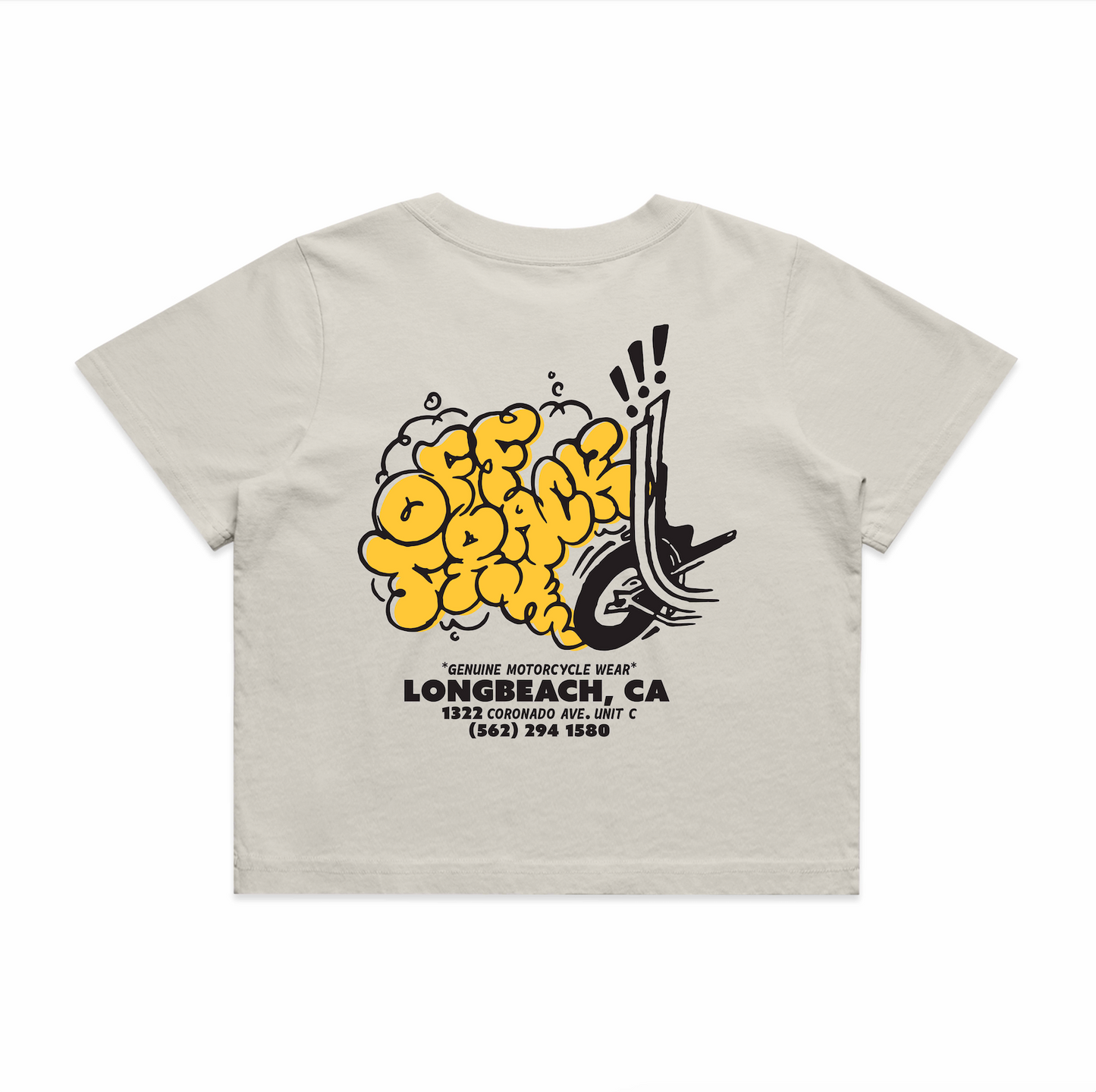 OFF TRACK WOMENS SMOKED CHOP CROP TEE - Bone