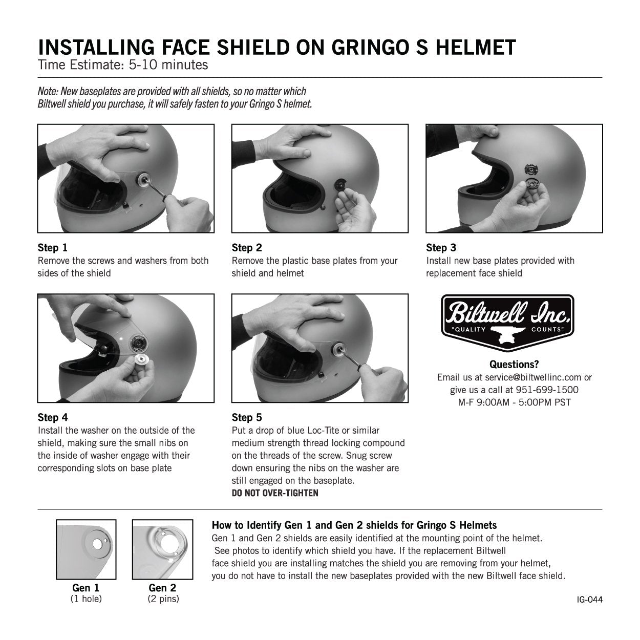 BILTWELL Gringo ECE Helmet - Gloss Black