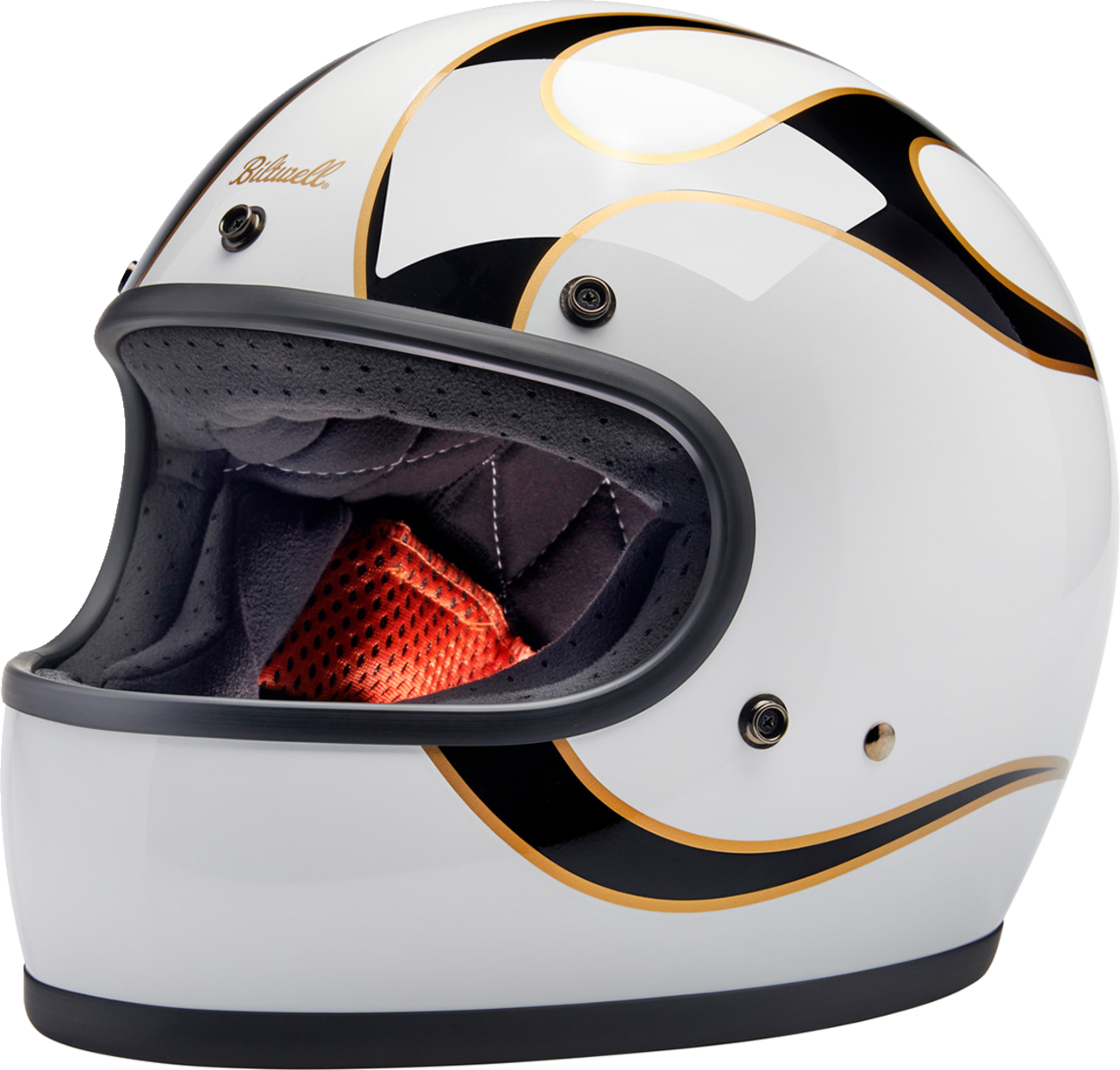 BILTWELL Gringo Helmet - Flames - White/Black