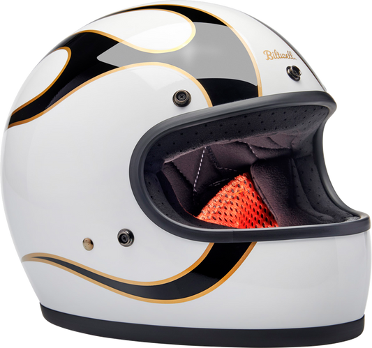 BILTWELL Gringo Helmet - Flames - White/Black