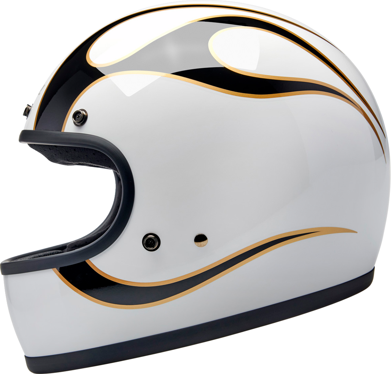BILTWELL Gringo Helmet - Flames - White/Black