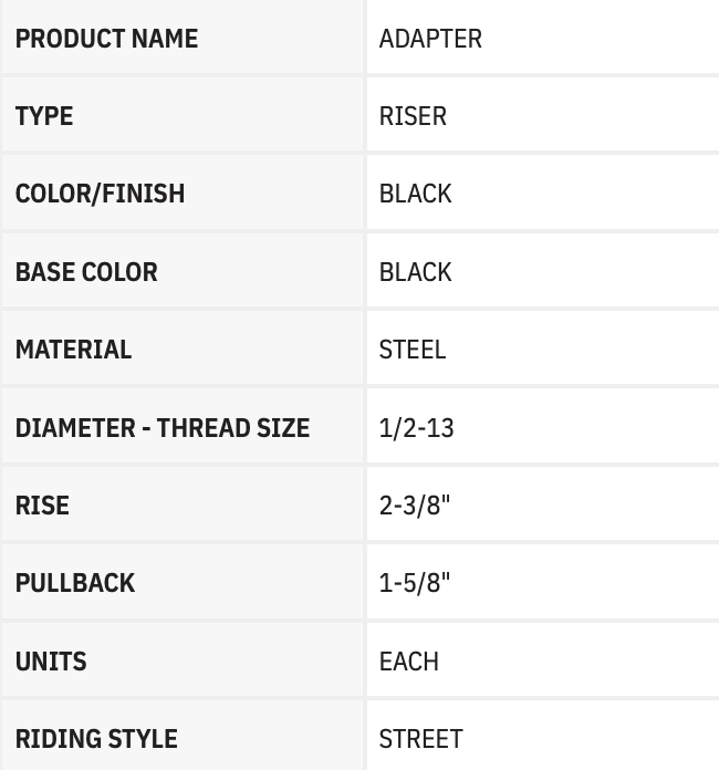 THRASHIN SUPPLY CO. Riser Adapter - Black