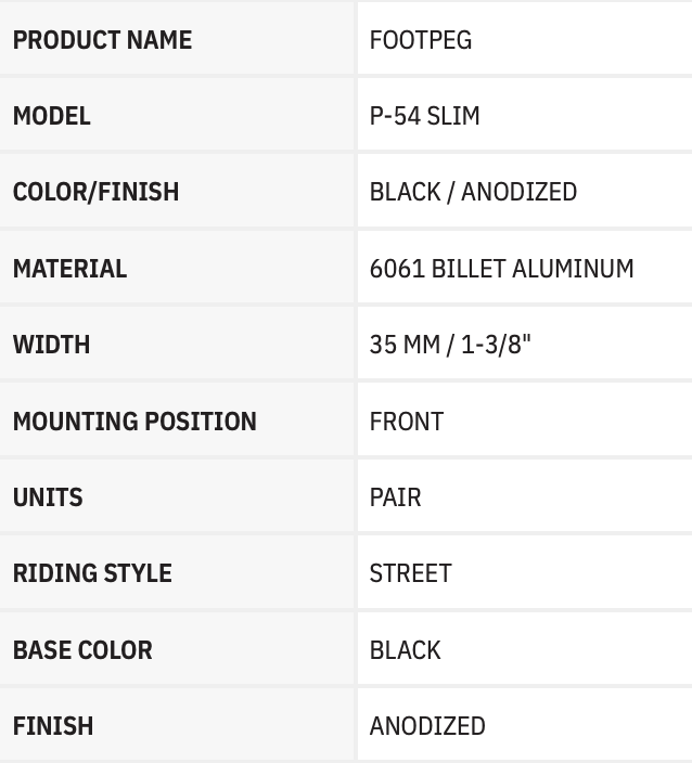 THRASHIN SUPPLY CO. Front P-54 Slim Footpegs - Black