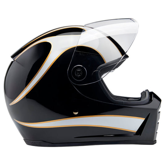 Lane Splitter ECE R22.06 Helmet - Gloss Black / Gloss White Flames