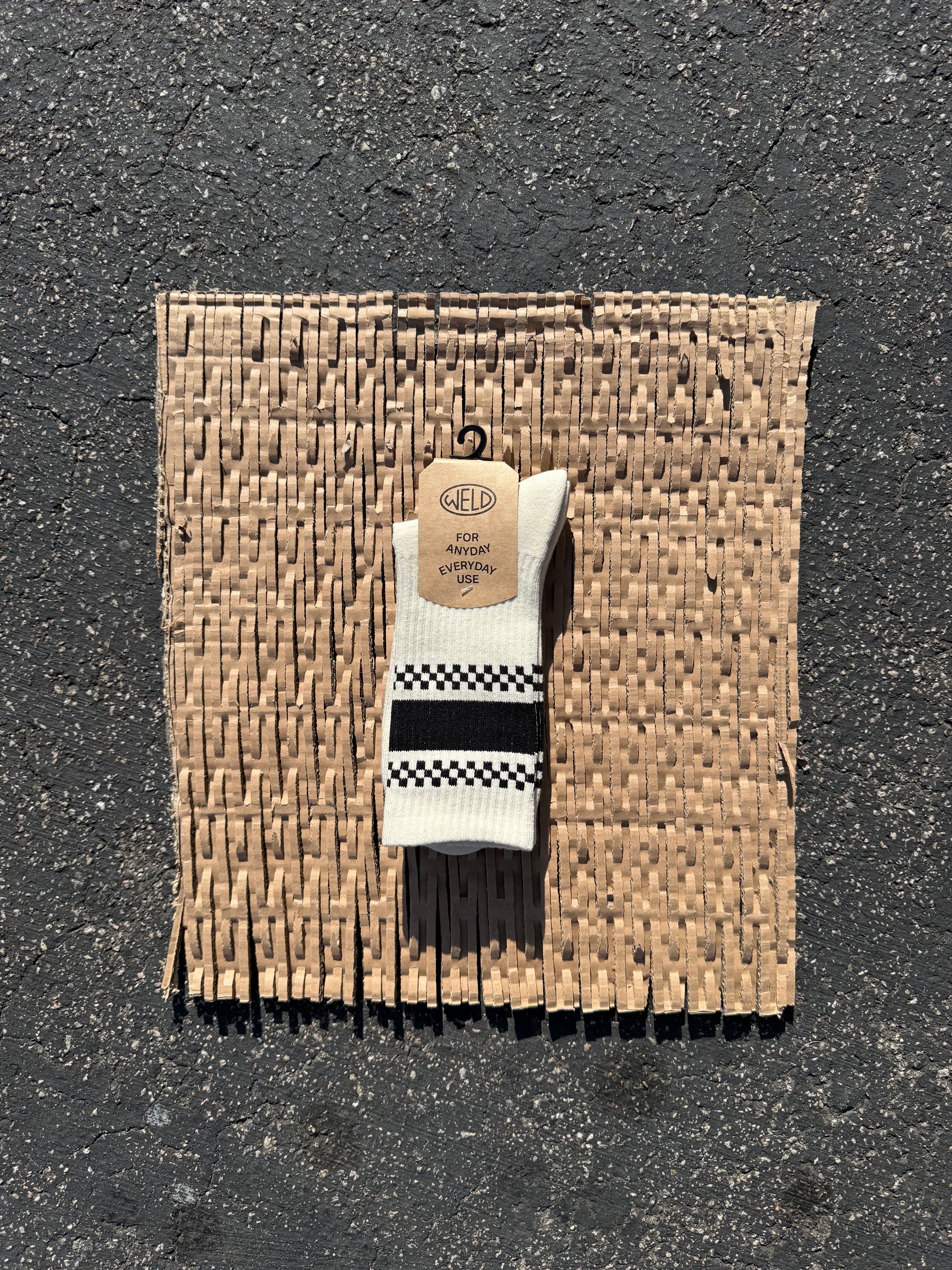 WELD ADULTS G2 SOCKS - Off White Black Checkered