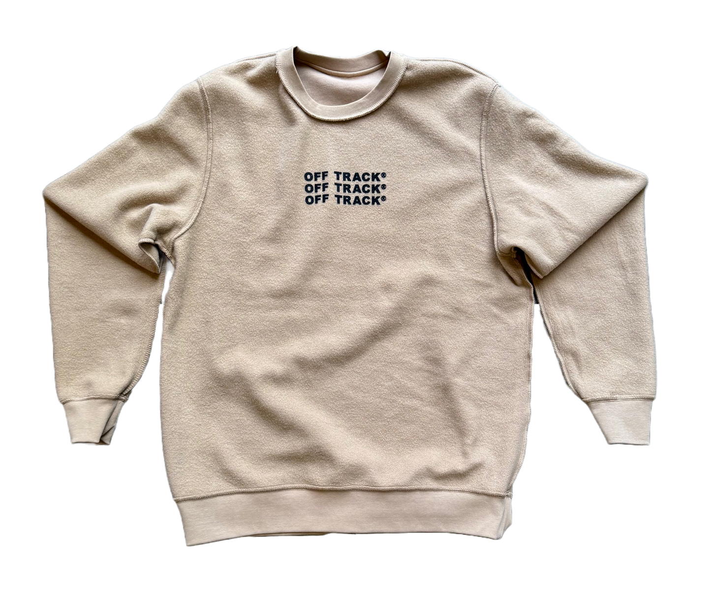 OFF TRACK REVERSIBLE TRIPLE DOUBLE CREWNECK SWEATSHIRT - Tan