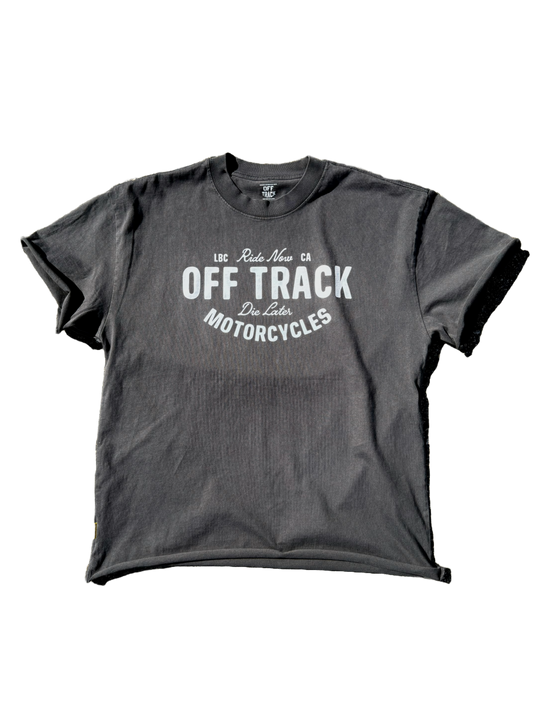 OFF TRACK FADED LEGACY CUT THROAT TEE - Faded Black