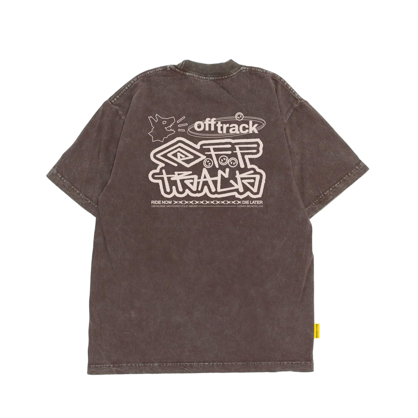 OFF TRACK VYBEZ GARMENT DYED TEE - Brown/Off White