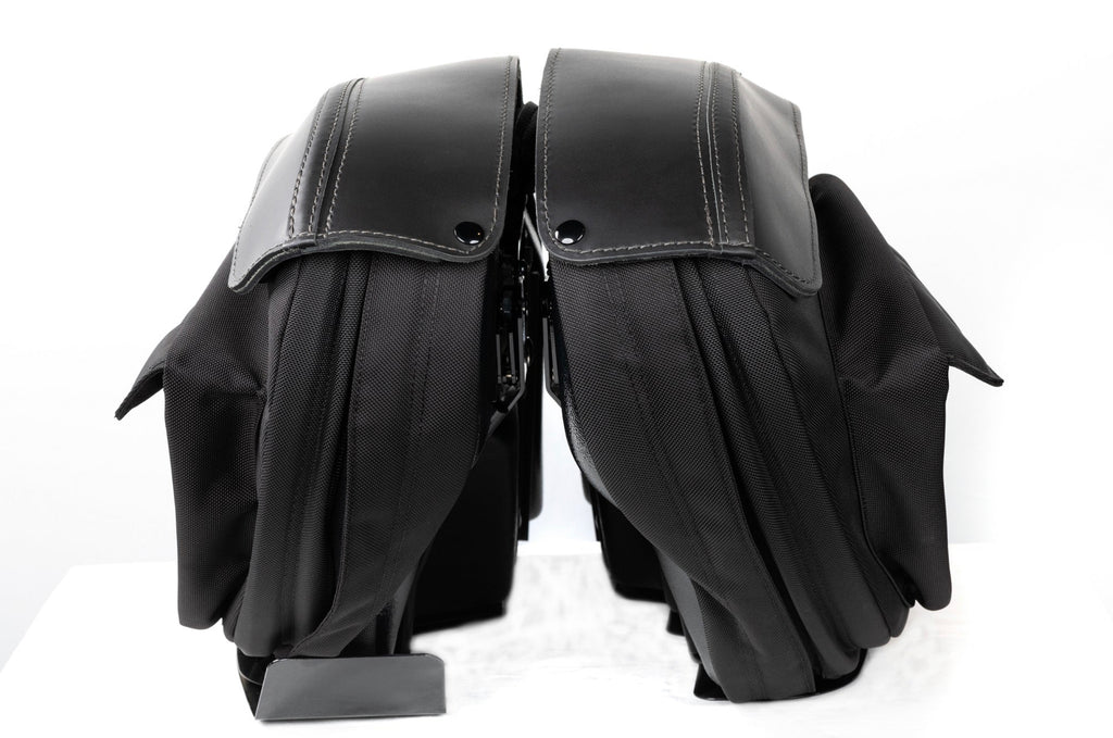 LEATHER PROS RETRO SERIES V3 *M8* SOFTAIL SADDLEBAGS - BALLISTIC NYLON