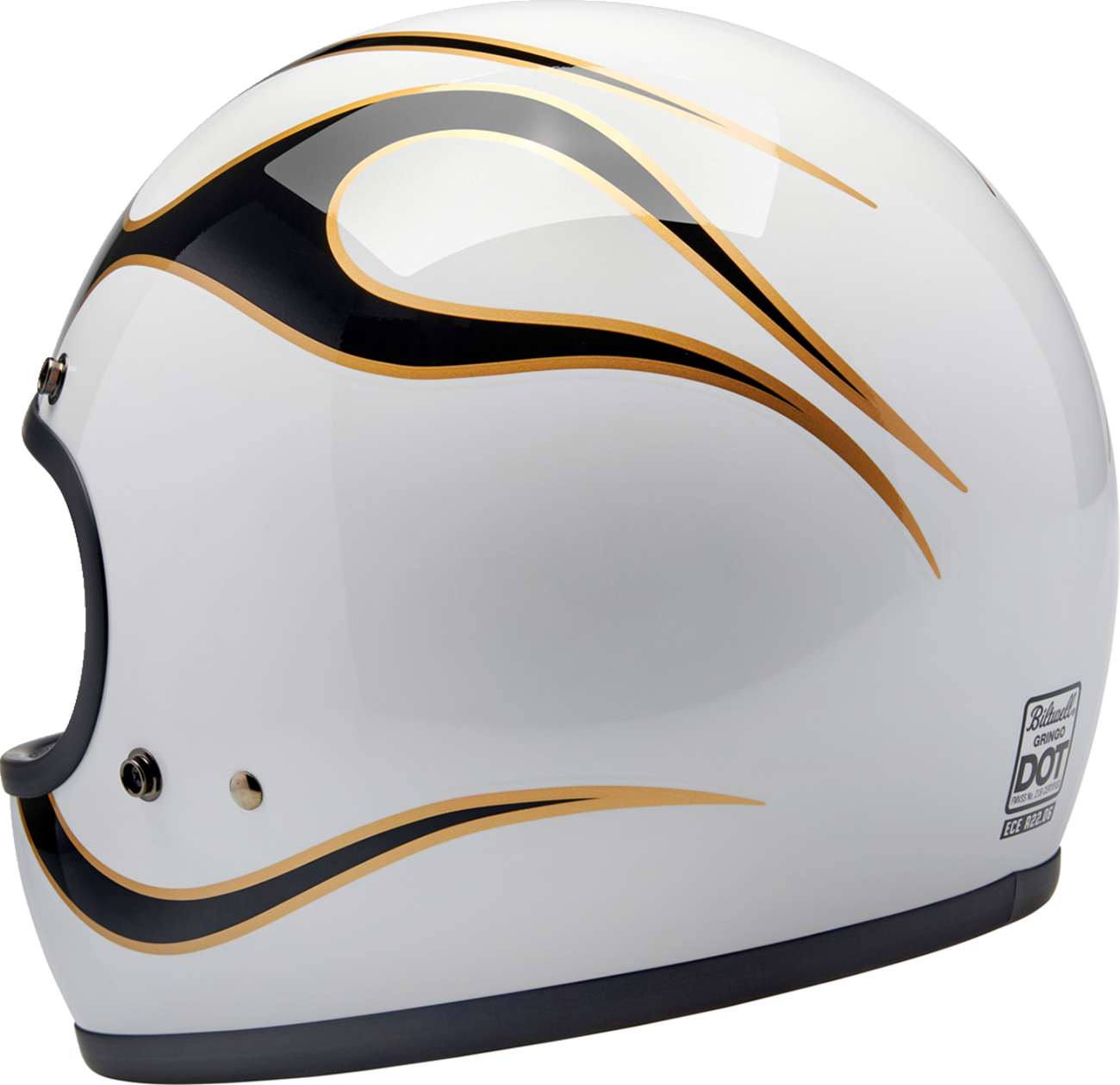 BILTWELL Gringo Helmet - Flames - White/Black