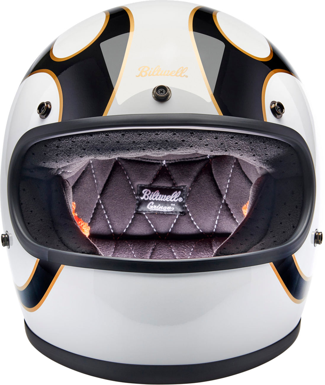 BILTWELL Gringo Helmet - Flames - White/Black
