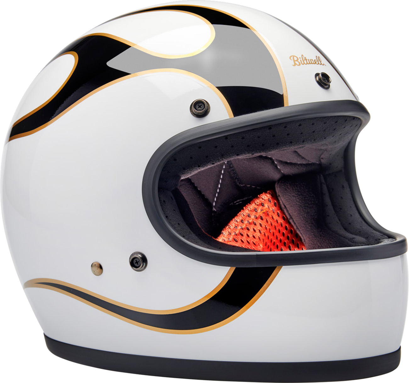BILTWELL Gringo Helmet - Flames - White/Black