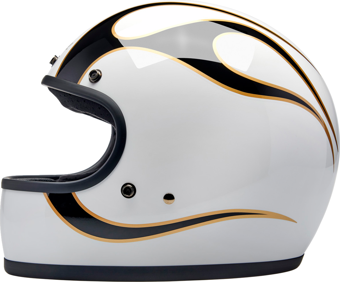BILTWELL Gringo Helmet - Flames - White/Black