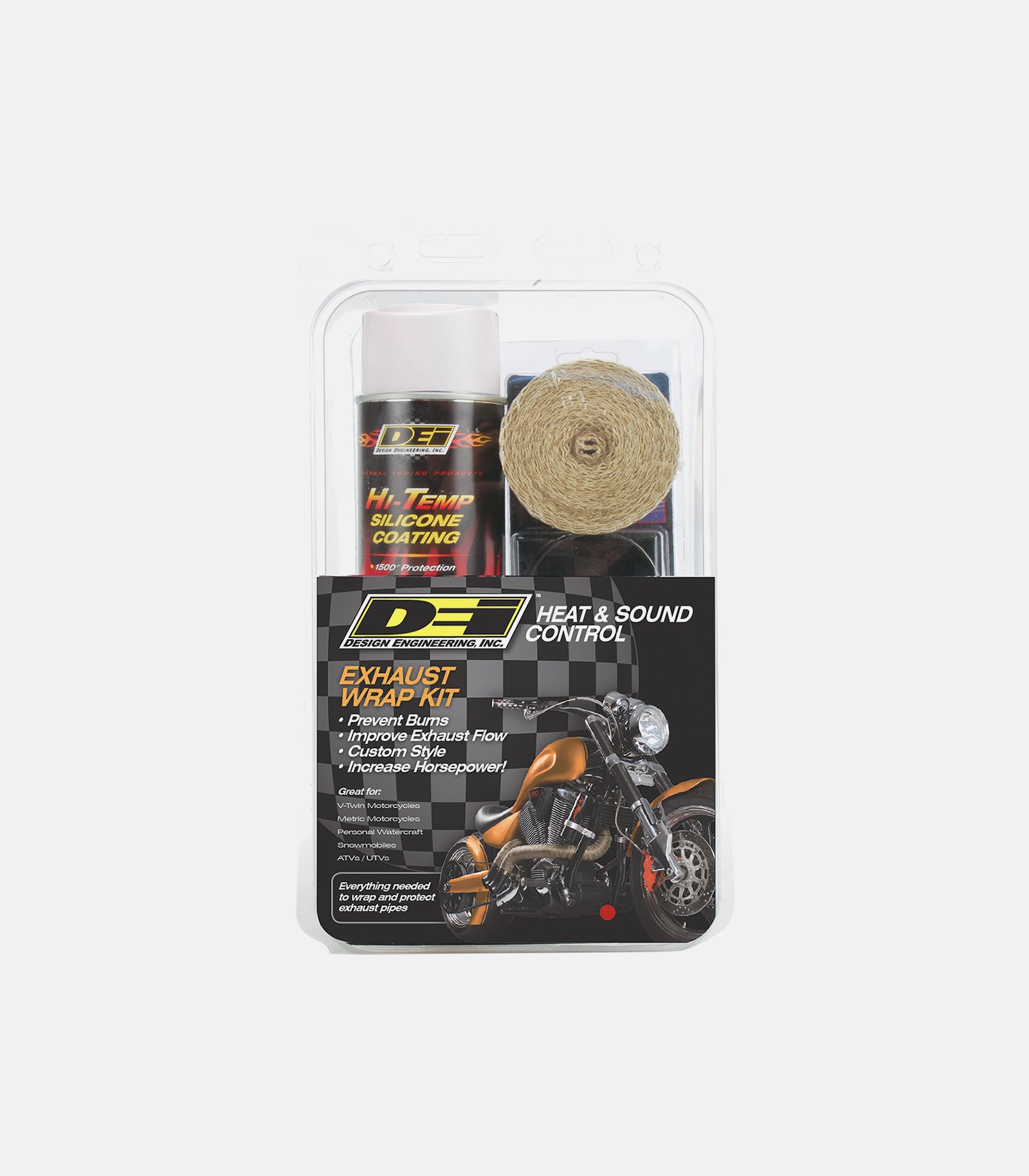 DEI Exhaust Wrap Kit - Tan Wrap w/ White HT Silicone Coating