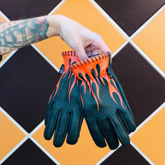AXEL CO. Flamed Cowhide Glove - Black/Orange