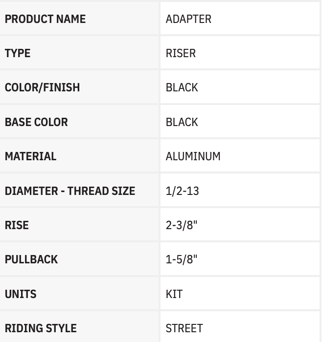 THRASHIN SUPPLY CO. Riser Adapter Kit - Black