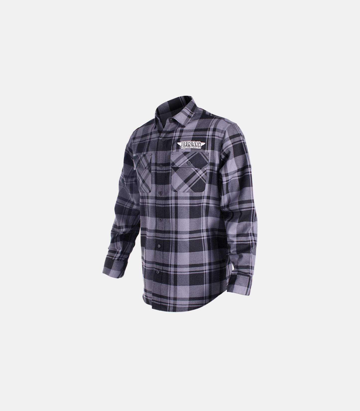 THROTTLE THREADS Drag Specialties Long-Sleeve Flannel Shirt - Gray/Black