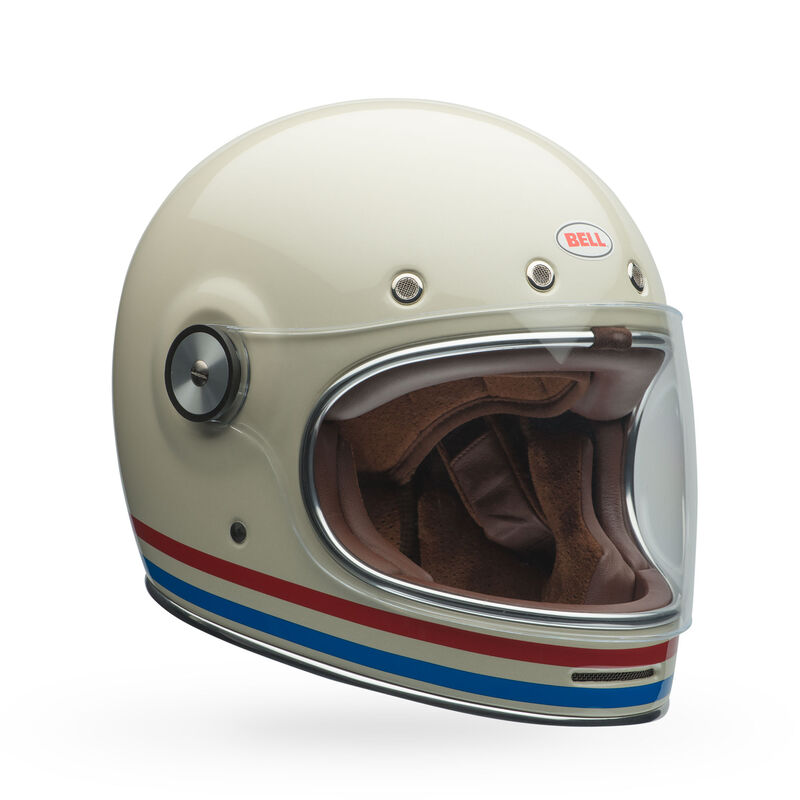Bell Bullitt Helmet Rear White with Oxblood and Blue Stripes