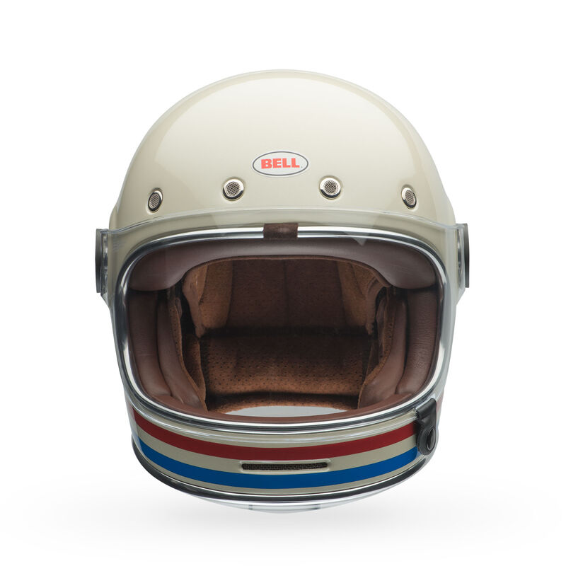 Bell Bullitt Helmet Rear White with Oxblood and Blue Stripes