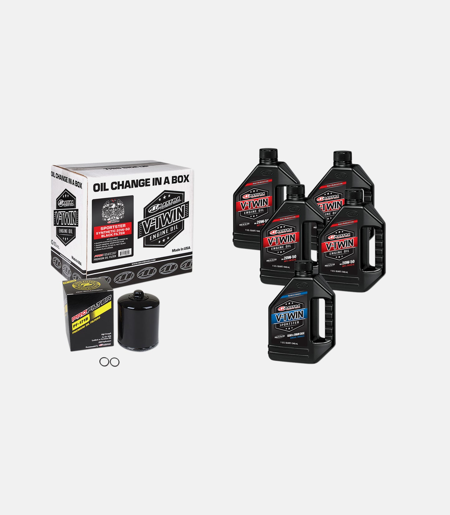 MAXIMA RACING OIL Sportster Synthetic 20W-50 Oil Change Kit - Black Filter