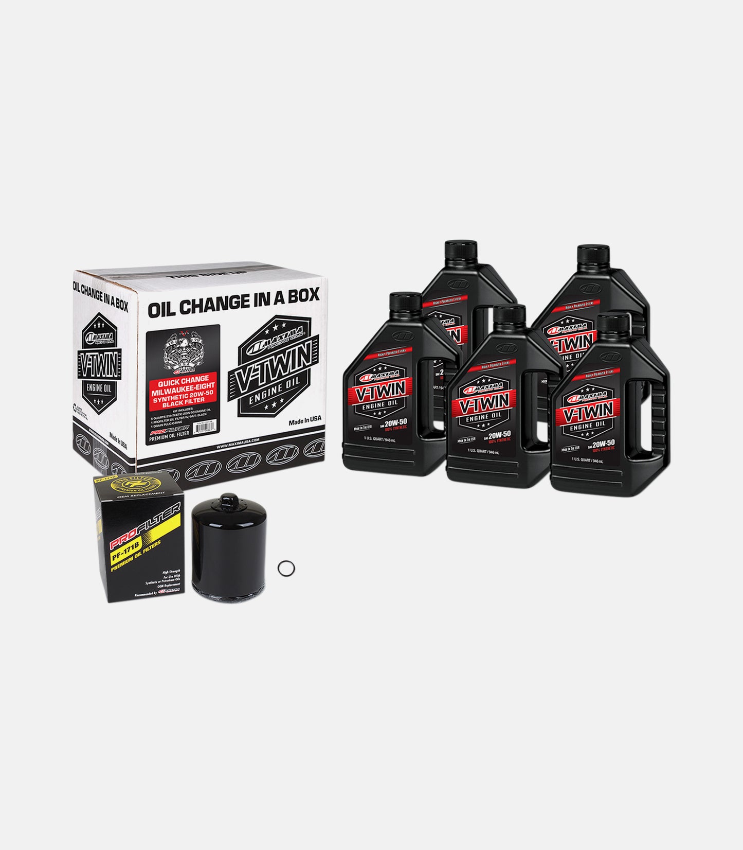 MAXIMA RACING OIL Quick Change M8 Synthetic 20W-50 Oil Change Kit  Black Filte